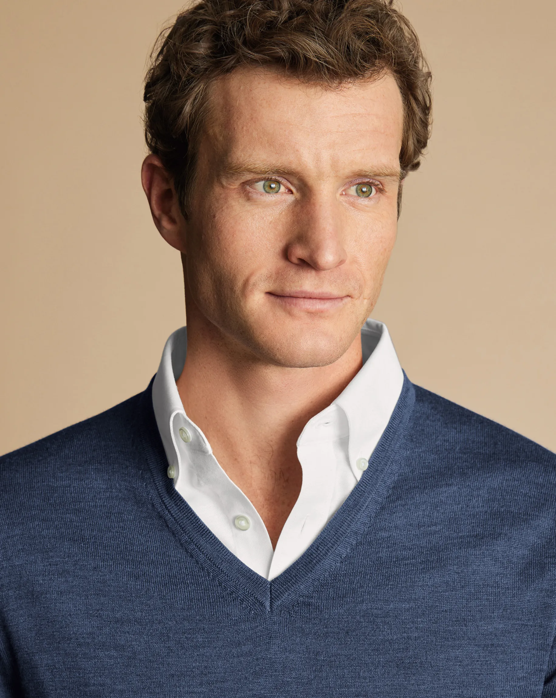 V-Neck Sweaters|Sweaters<Charles Tyrwhitt Merino V-Neck Sweater - Melange Indigo