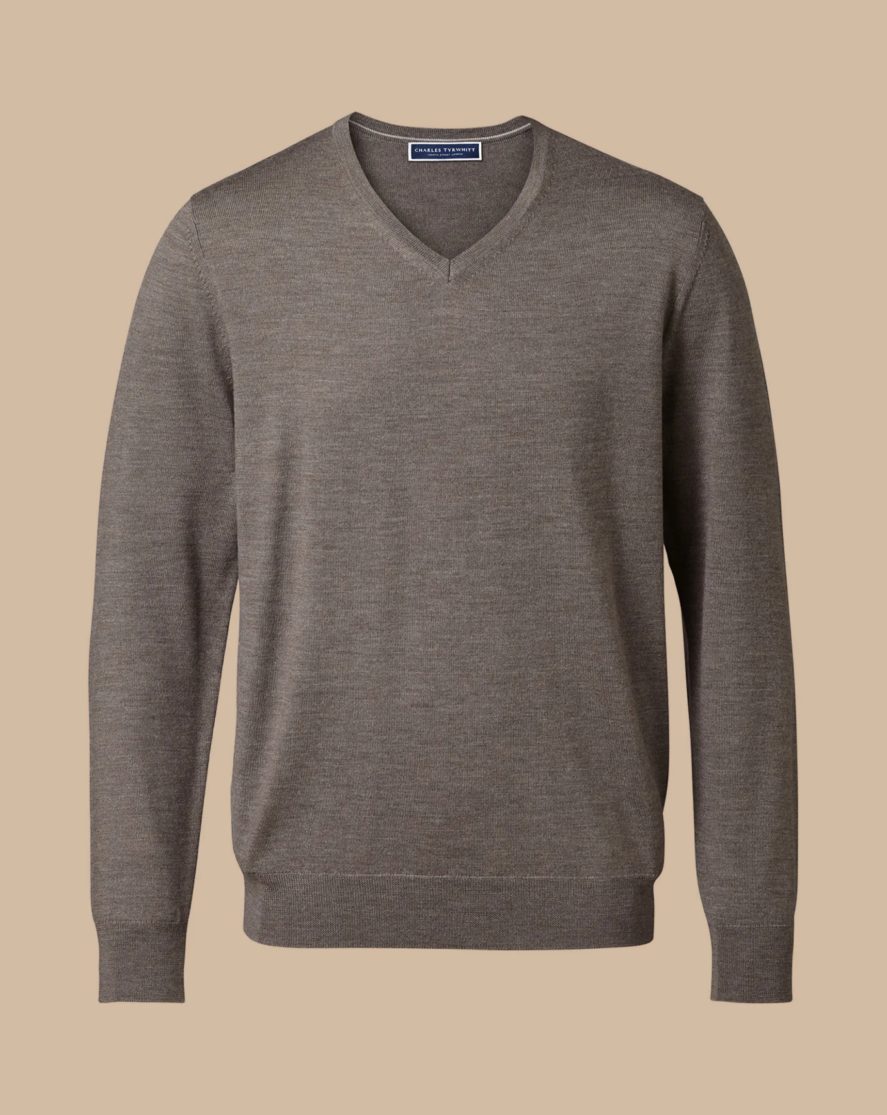 V-Neck Sweaters|Sweaters<Charles Tyrwhitt Merino V-Neck Sweater - Mocha