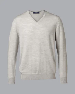 V-Neck Sweaters|Sweaters<Charles Tyrwhitt Merino V-Neck Sweater - Silver