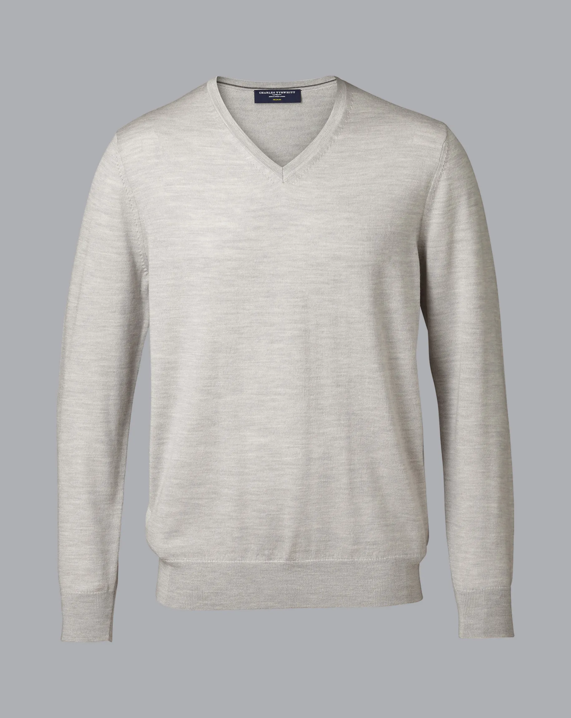 V-Neck Sweaters|Sweaters<Charles Tyrwhitt Merino V-Neck Sweater - Silver