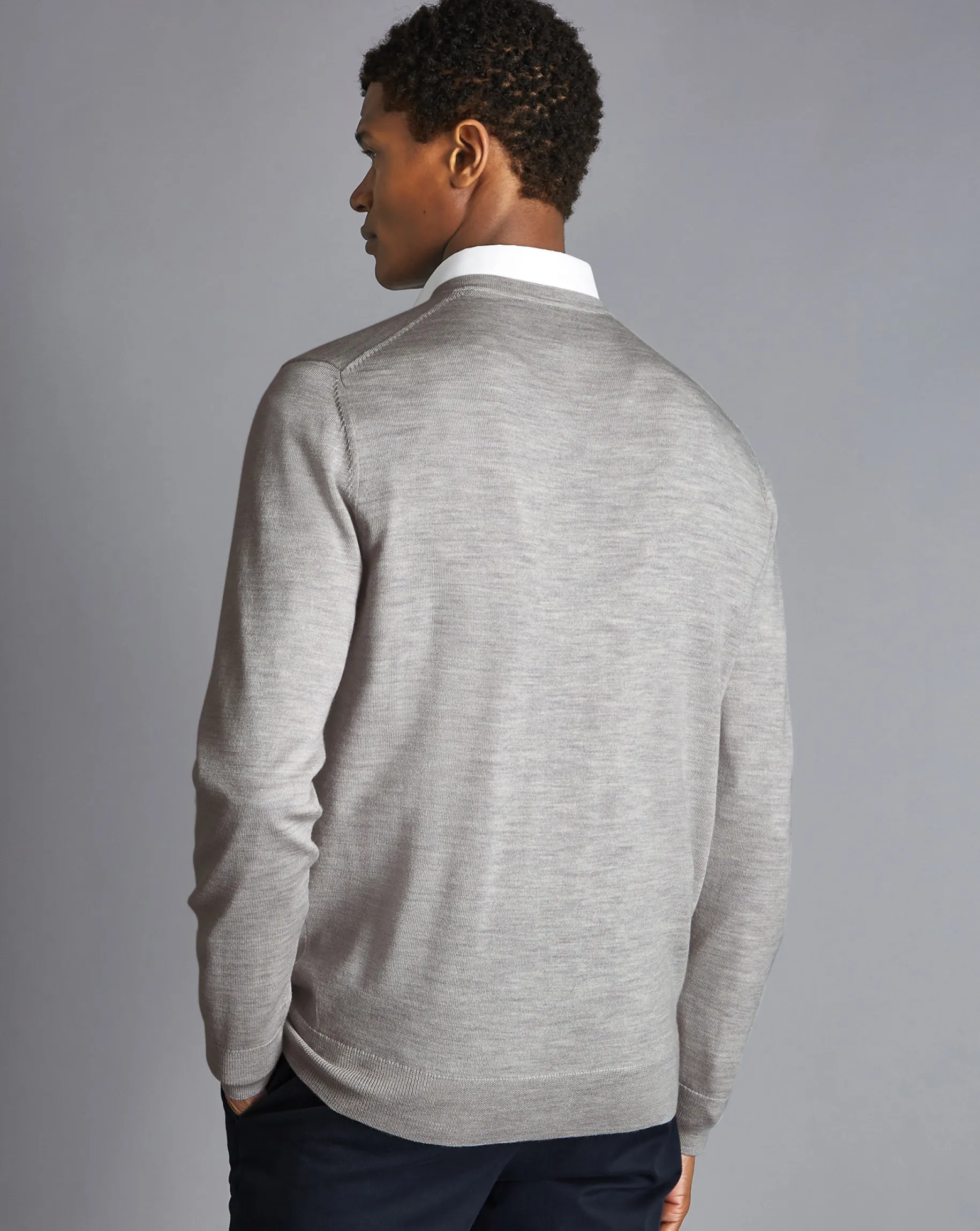 V-Neck Sweaters|Sweaters<Charles Tyrwhitt Merino V-Neck Sweater - Silver