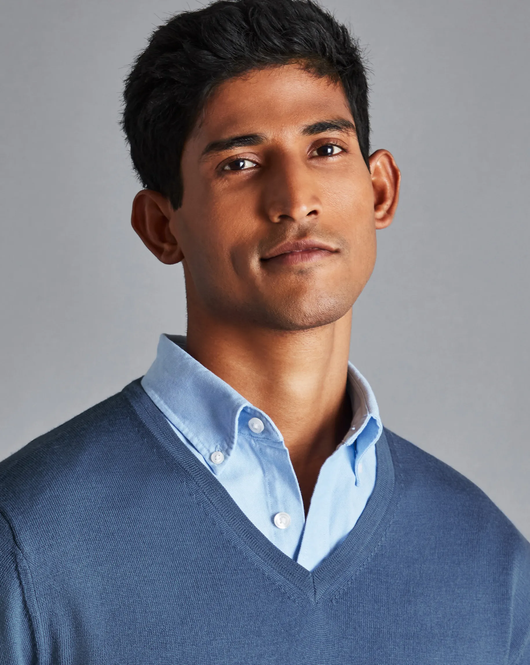 V-Neck Sweaters|Sweaters<Charles Tyrwhitt Merino V-Neck Sweater - Steel Blue