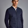 Golf Collection|Sweaters<Charles Tyrwhitt Merino Zip Through Hybrid Bomber Jacket - Navy