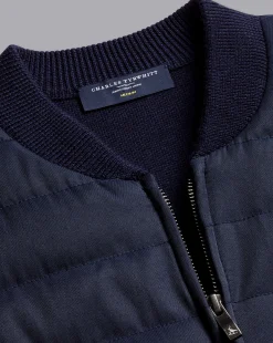 Golf Collection|Sweaters<Charles Tyrwhitt Merino Zip Through Hybrid Bomber Jacket - Navy