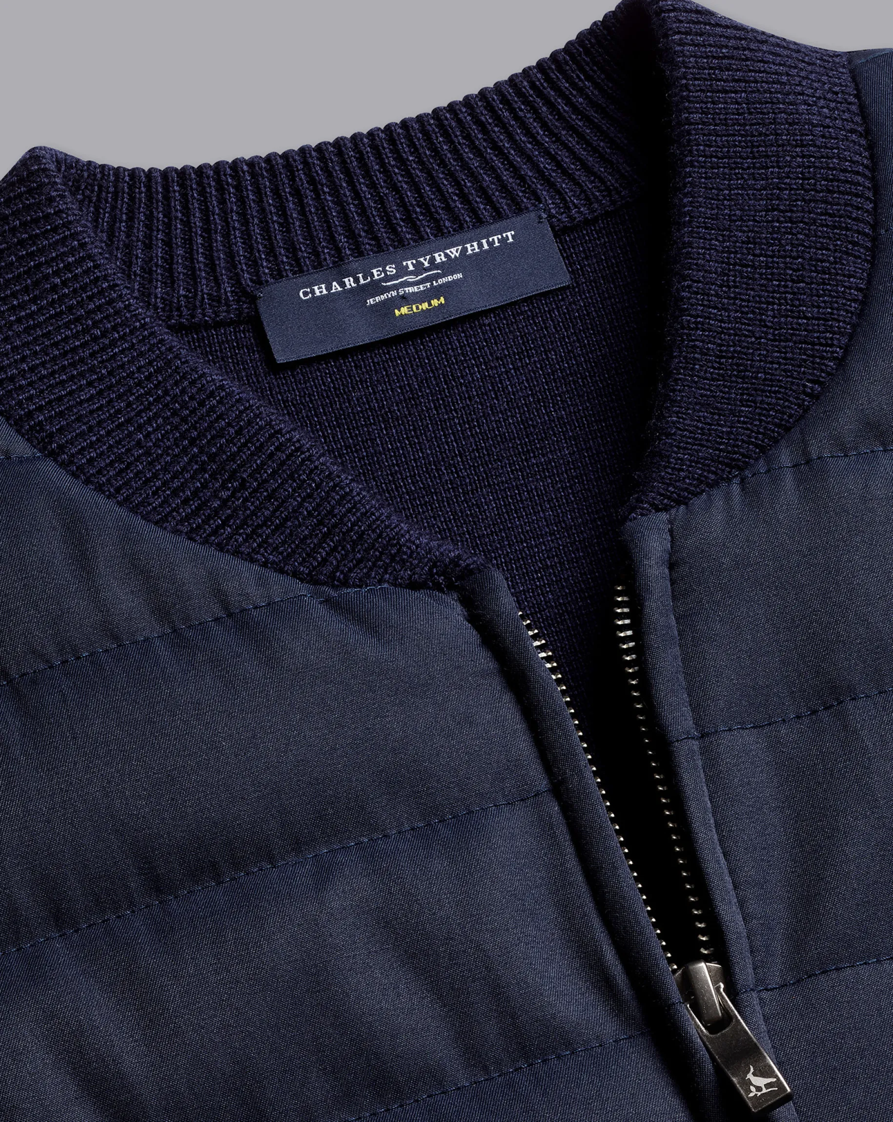 Golf Collection|Sweaters<Charles Tyrwhitt Merino Zip Through Hybrid Bomber Jacket - Navy