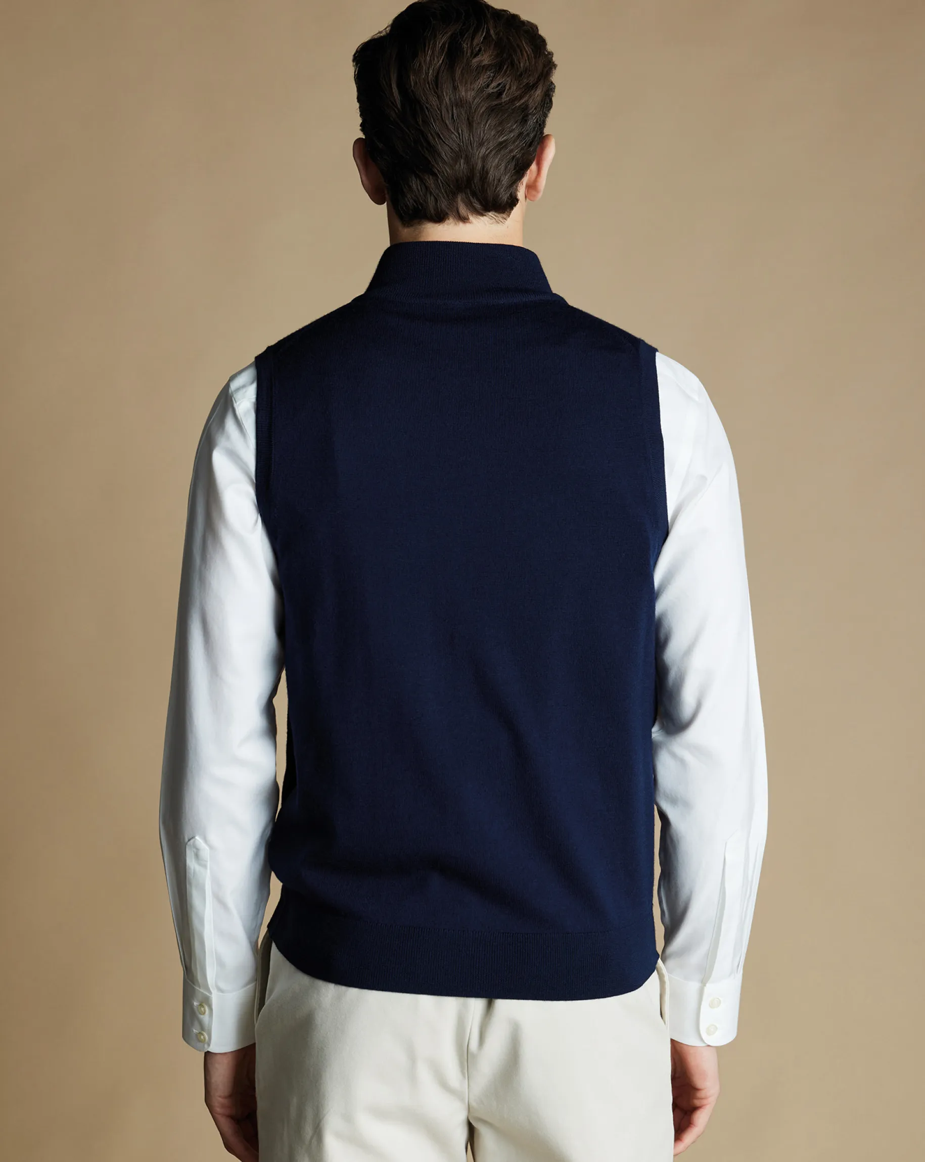 Cardigans|Vests<Charles Tyrwhitt Merino Zip Through Vest - Navy