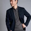 Coats & Jackets|Blazers<Charles Tyrwhitt Micro Check Italian Jersey Jacket - Navy