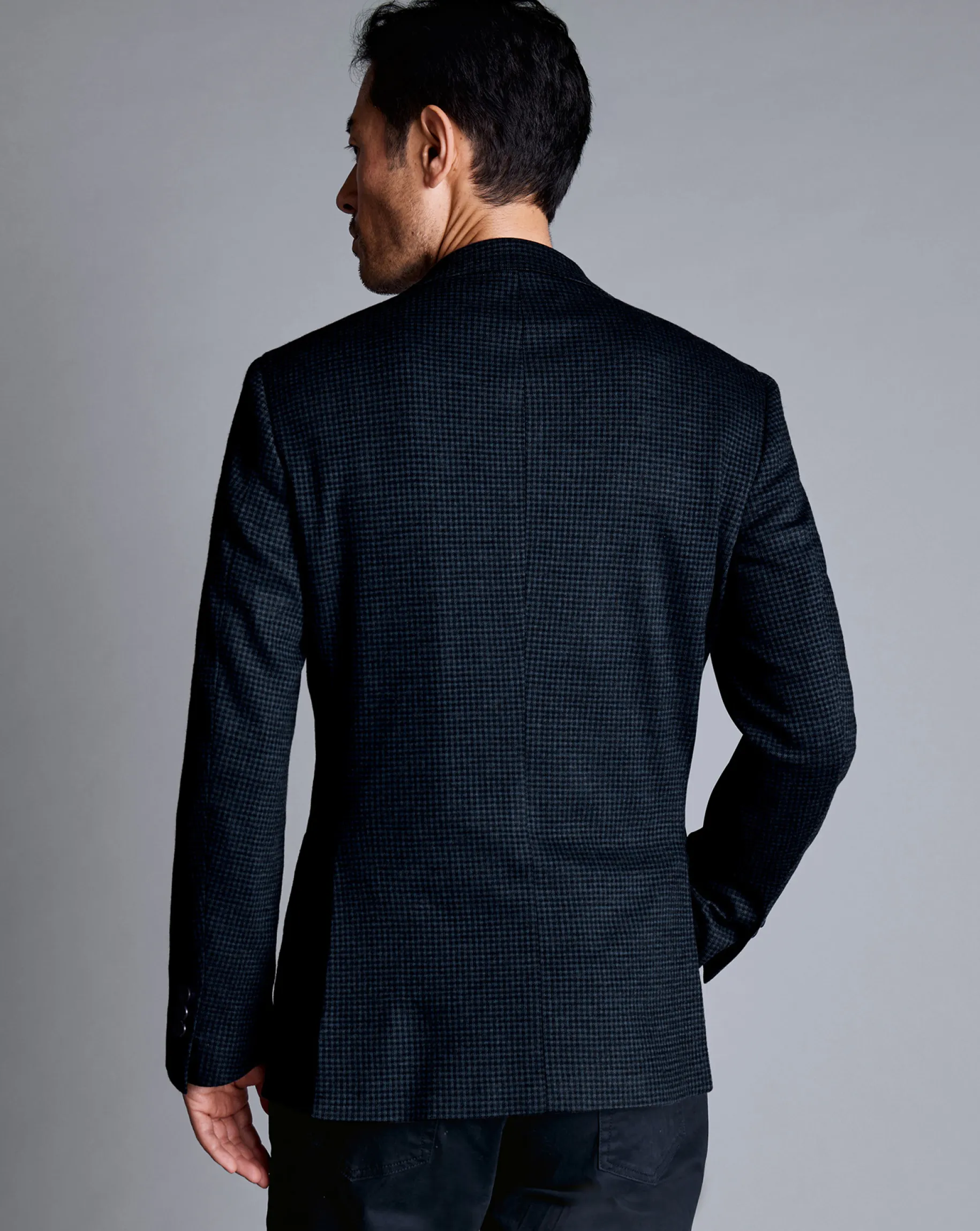 Coats & Jackets|Blazers<Charles Tyrwhitt Micro Check Italian Jersey Jacket - Navy