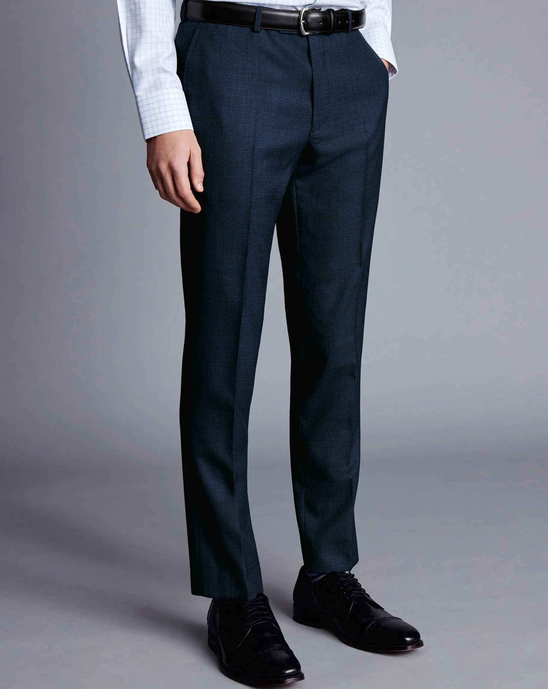 Suit Pants|Pants & Shorts<Charles Tyrwhitt Micro Check Suit Pants - Ink Blue