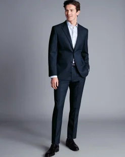 Suit Pants|Pants & Shorts<Charles Tyrwhitt Micro Check Suit Pants - Ink Blue