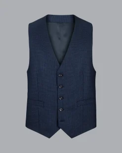 Vests<Charles Tyrwhitt Micro Check Suit Vest - Ink Blue