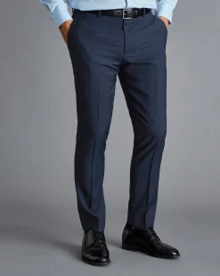 Suit Pants|Pants & Shorts<Charles Tyrwhitt Micro Texture Birdseye Travel Suit Pants - Ink Blue
