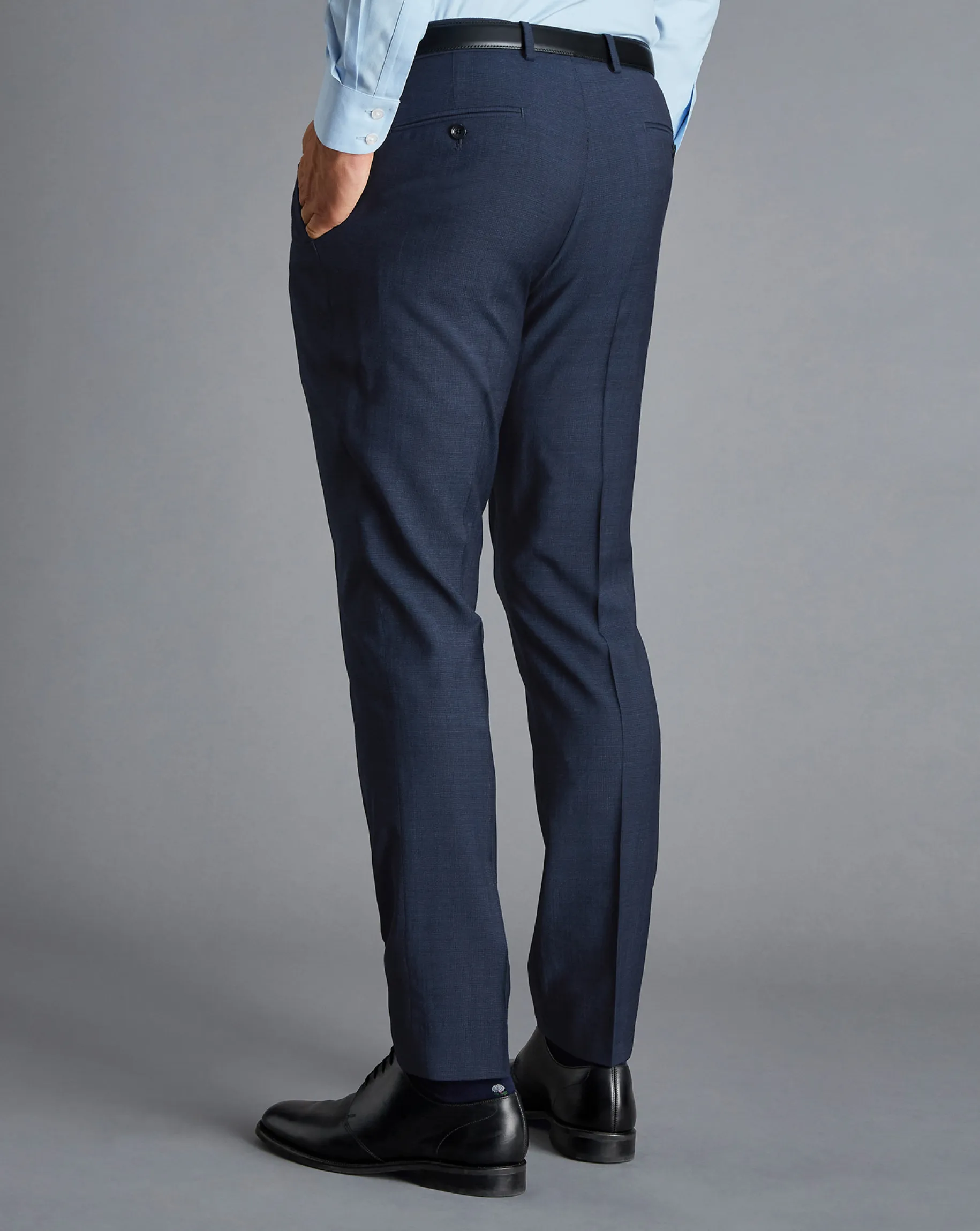 Suit Pants|Pants & Shorts<Charles Tyrwhitt Micro Texture Birdseye Travel Suit Pants - Ink Blue