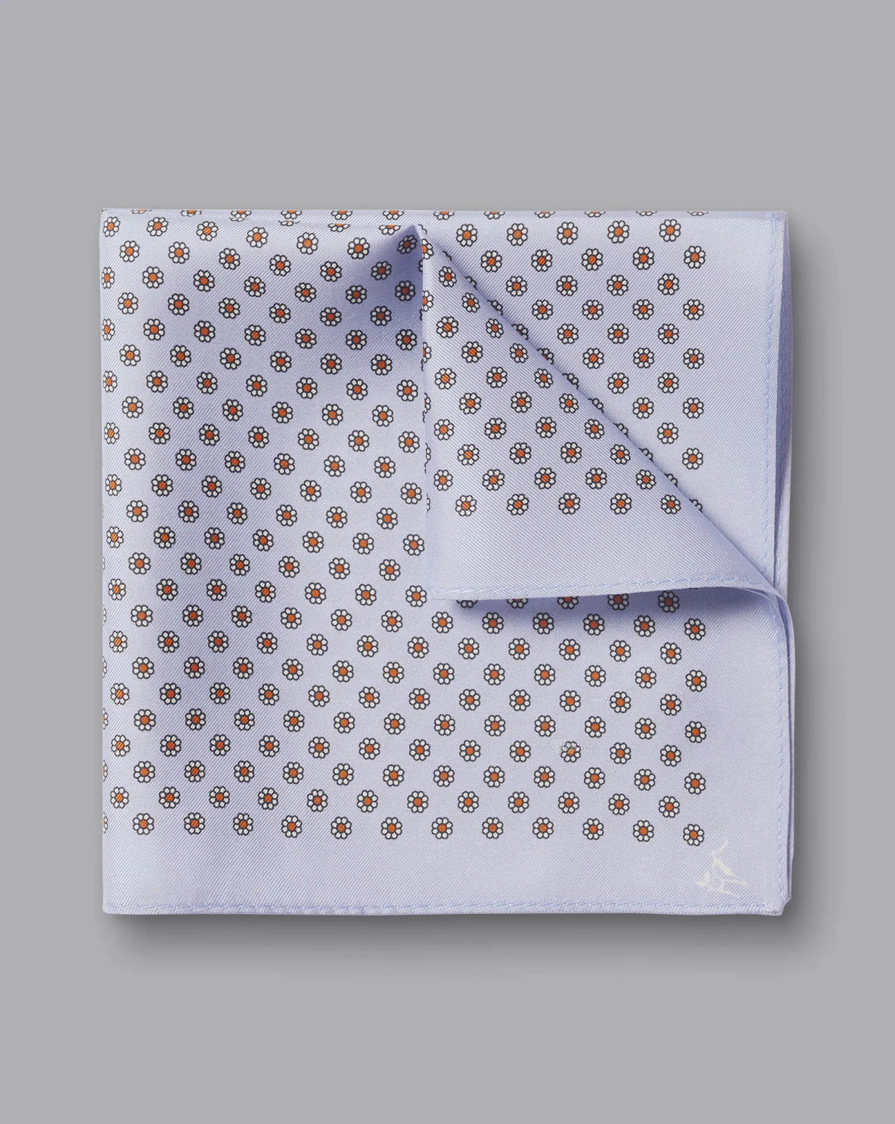 Accessories<Charles Tyrwhitt Mini Floral Print Silk Pocket Square - Light Blue
