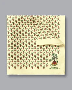 Accessories<Charles Tyrwhitt Money Doesn't Grow On Trees Print Silk Pocket Square - Lemon Lemon Yellow
