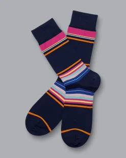 Accessories<Charles Tyrwhitt Multi Block Stripe Socks - Navy