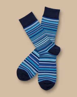 Socks<Charles Tyrwhitt Multi Stripe Socks - Cobalt Blue