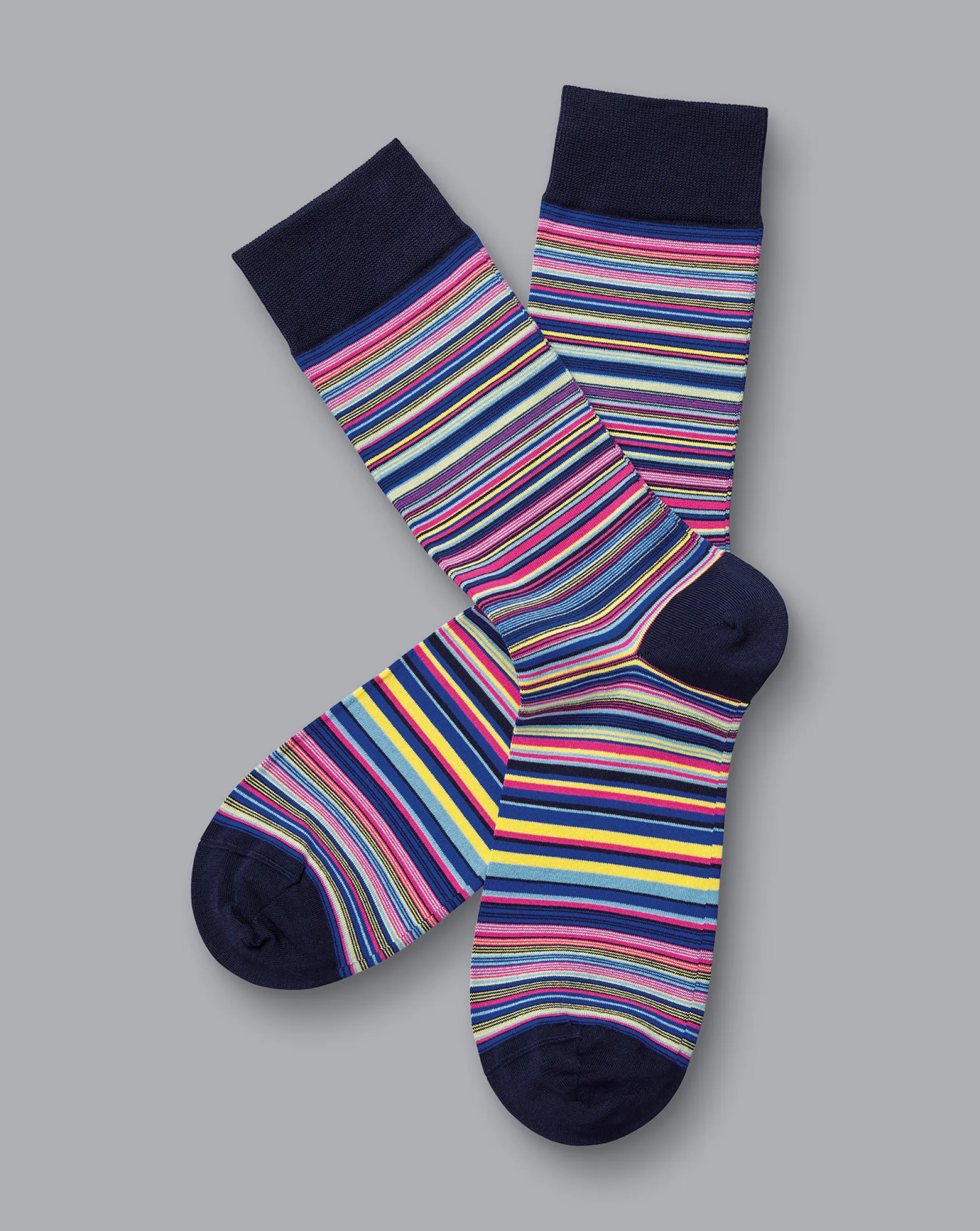 Socks<Charles Tyrwhitt Multi Stripe Socks - Pink & Cobalt Blue Bright Pink & Cobalt Blue