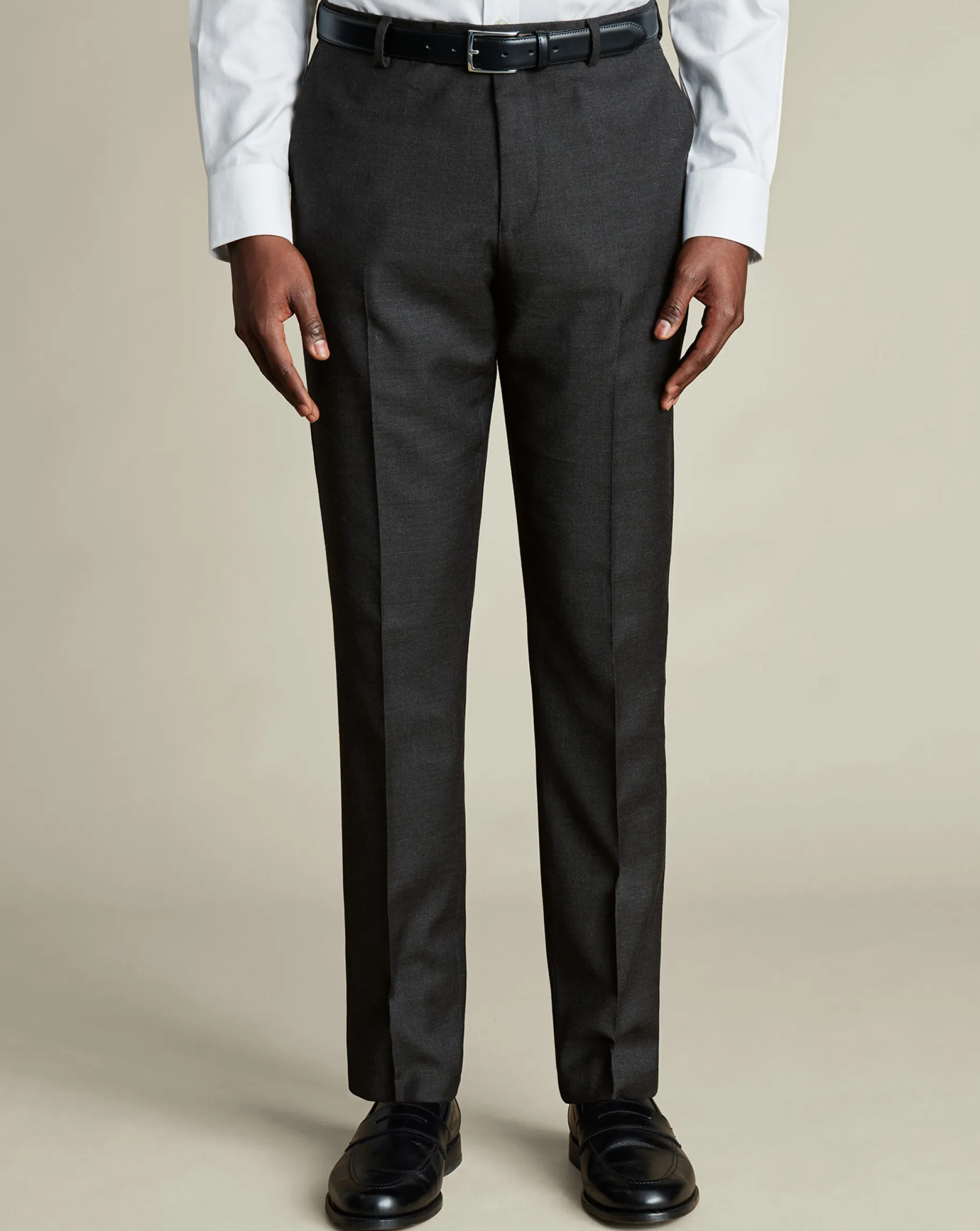 Suit Pants<Charles Tyrwhitt Natural Stretch Twill Suit Pants - Charcoal