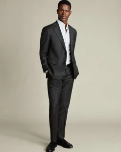 Suit Pants<Charles Tyrwhitt Natural Stretch Twill Suit Pants - Charcoal
