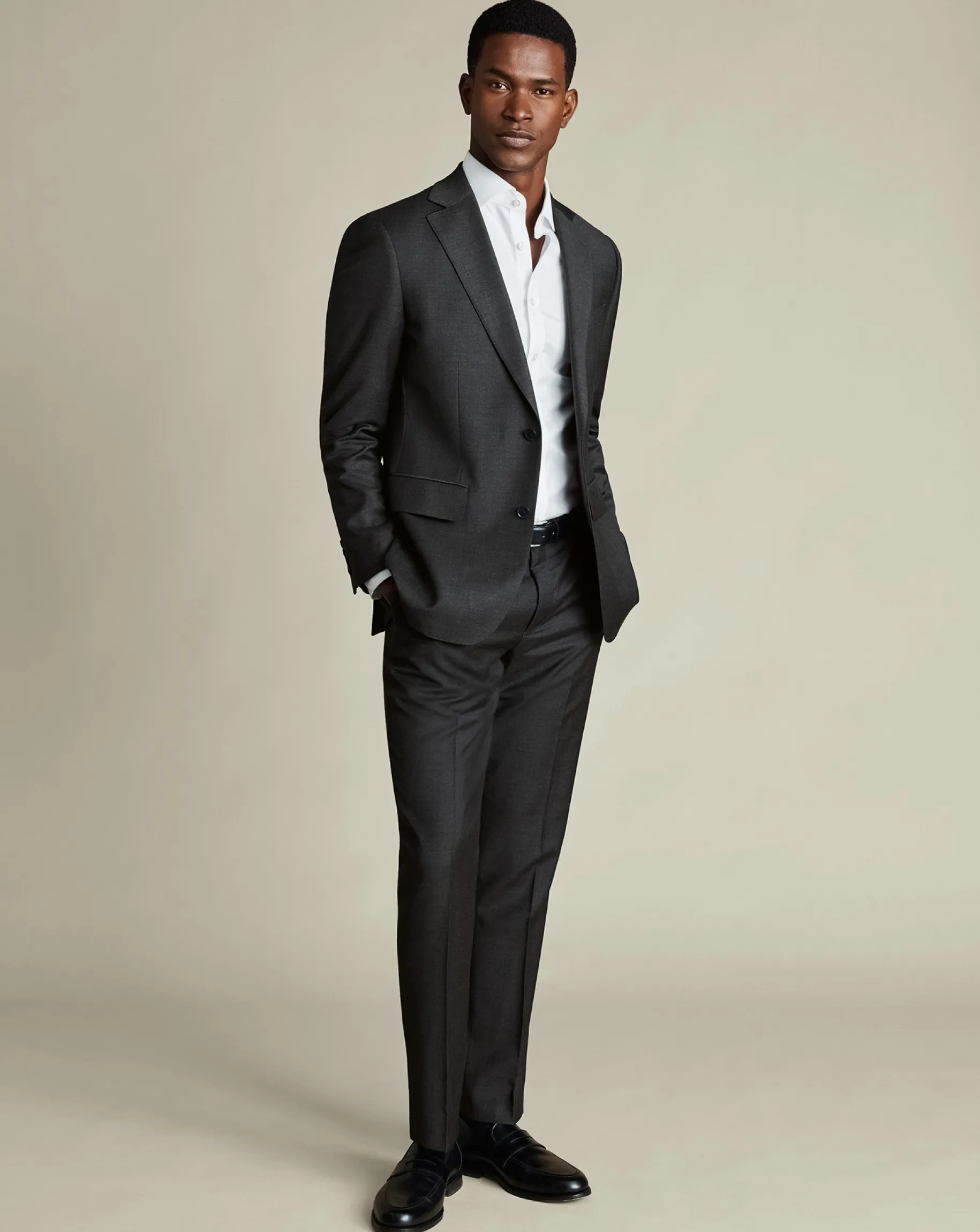 Suit Pants<Charles Tyrwhitt Natural Stretch Twill Suit Pants - Charcoal