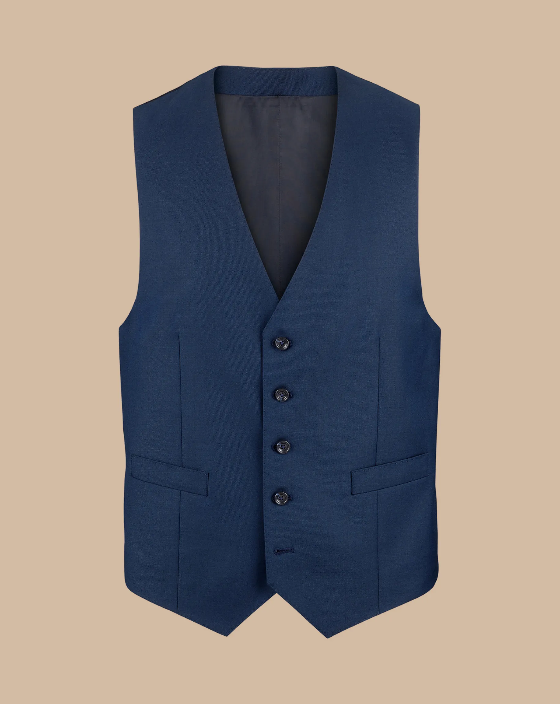 Vests<Charles Tyrwhitt Natural Stretch Twill Suit Vest - Blue Royal