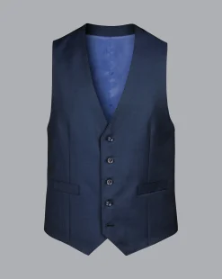 Vests<Charles Tyrwhitt Natural Stretch Twill Suit Vest - Mid Blue