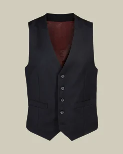 Vests<Charles Tyrwhitt Natural Stretch Twill Vest - Black