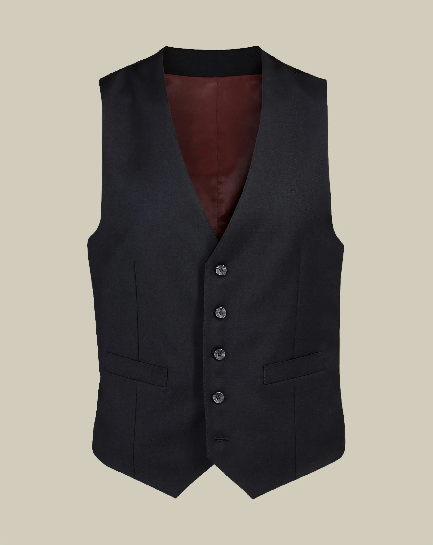 Vests<Charles Tyrwhitt Natural Stretch Twill Vest - Black