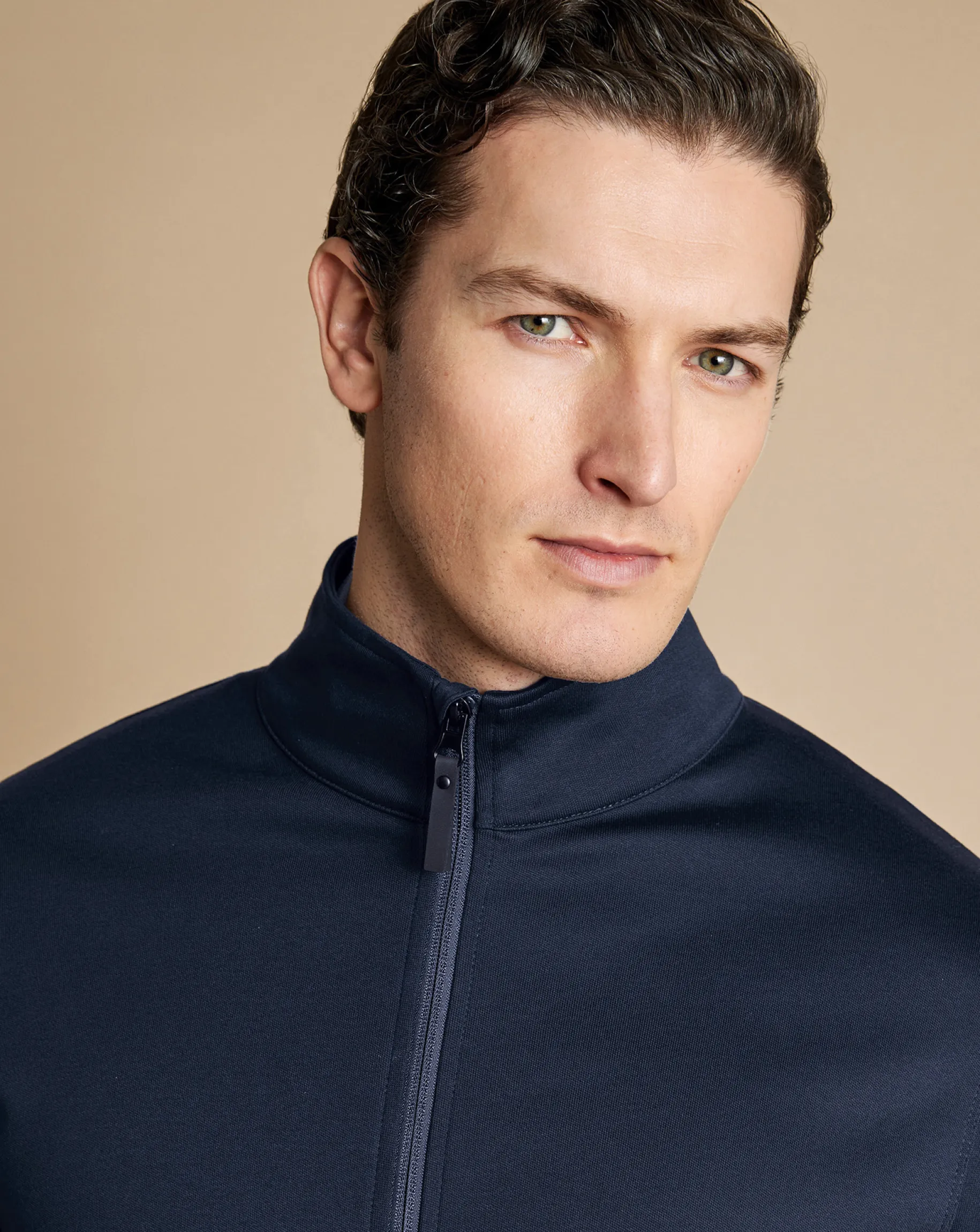 Golf Collection|Blue Sweaters<Charles Tyrwhitt Performance Funnel Neck Jacket Navy