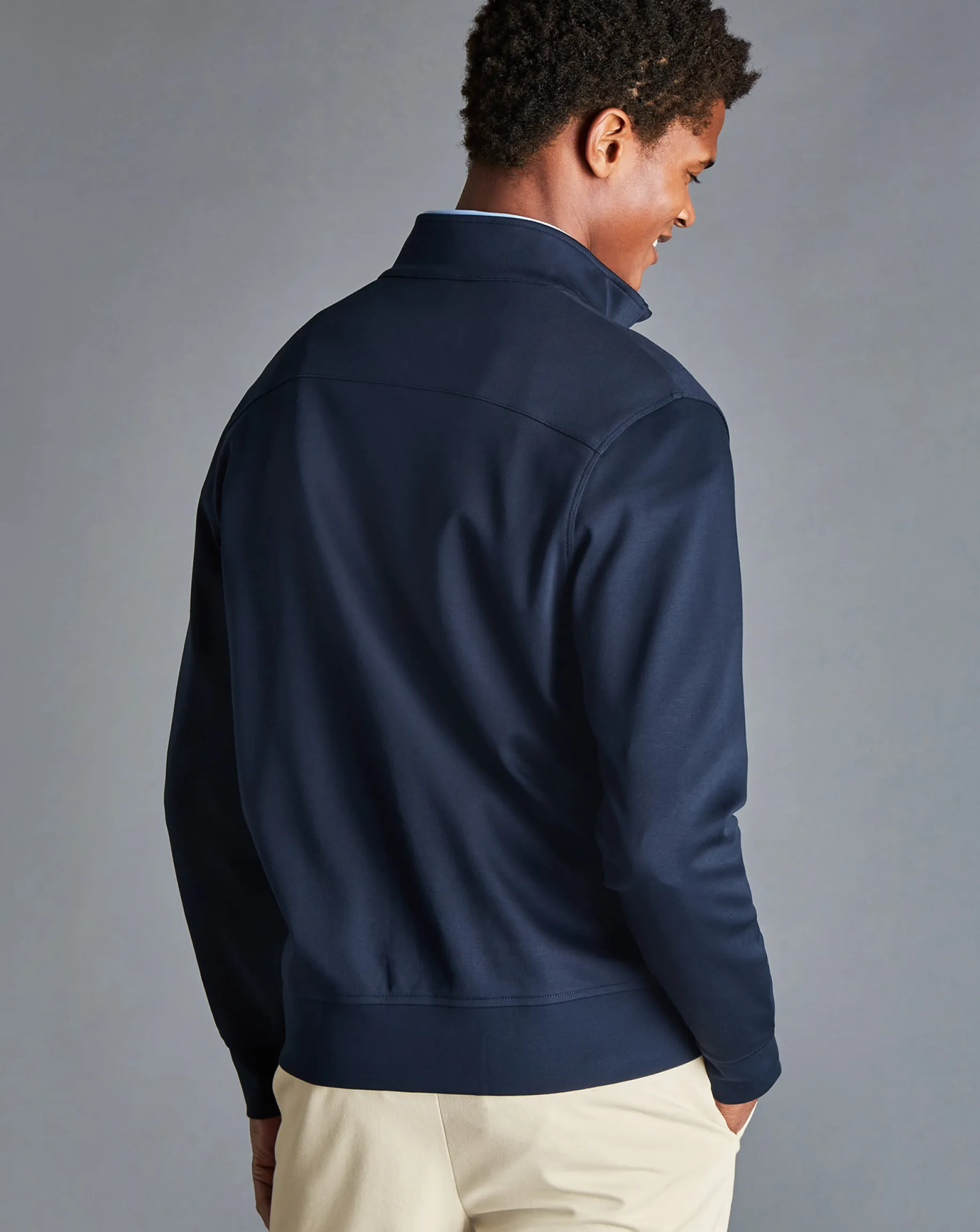 Golf Collection|Blue Sweaters<Charles Tyrwhitt Performance Funnel Neck Jacket Navy