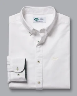 Casual Shirts|White Shirts<Charles Tyrwhitt New York Jets Button-Down Collar Washed Oxford Shirt - White