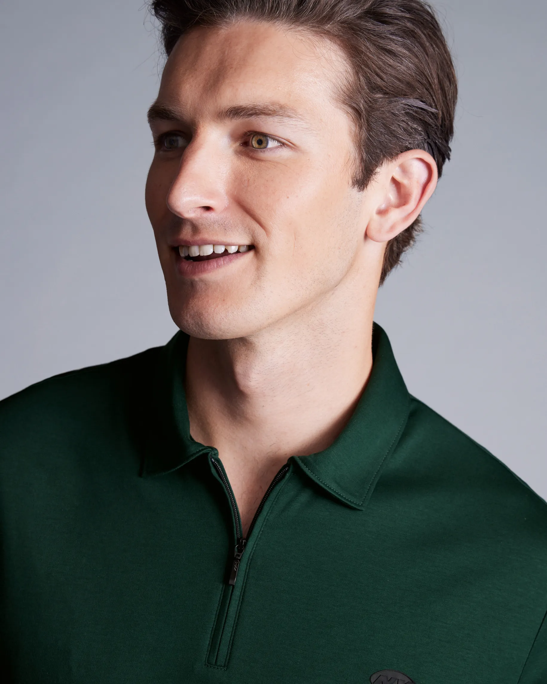 green|Short Sleeve polos<Charles Tyrwhitt New York Jets Cotton Jersey Polo - Dark Green