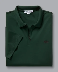 green|Short Sleeve polos<Charles Tyrwhitt New York Jets Cotton Jersey Polo - Dark Green