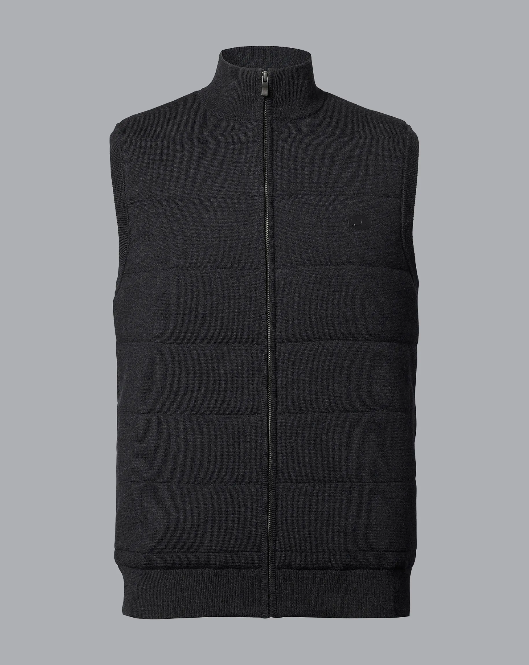 Vests|Merino Sweaters<Charles Tyrwhitt New York Jets Merino Padded Front Vest - Dark Charcoal