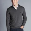 Quarter Zip Sweaters|Sweaters<Charles Tyrwhitt New York Jets Merino Quarter Zip Sweater - Grey