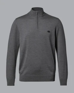 Quarter Zip Sweaters|Sweaters<Charles Tyrwhitt New York Jets Merino Quarter Zip Sweater - Grey