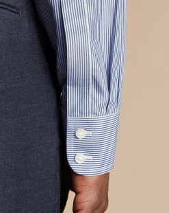 Dress Shirts|Blue Shirts<Charles Tyrwhitt Non-Iron Bengal Stripe Shirt - Blue Royal