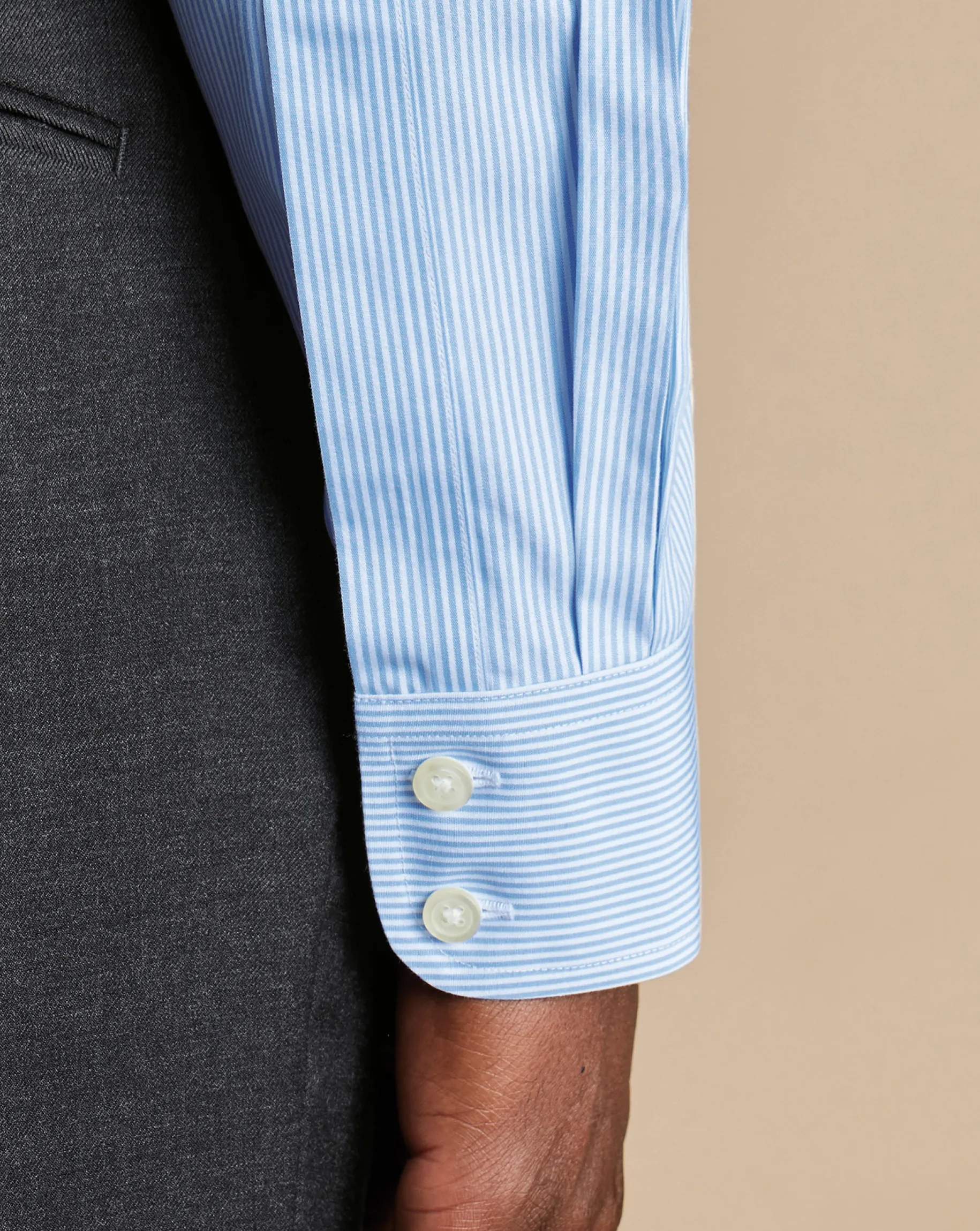 Dress Shirts|Blue Shirts<Charles Tyrwhitt Non-Iron Bengal Stripe Shirt - Blue Sky