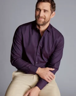 Shirt Sale|Dress Shirts<Charles Tyrwhitt Non-Iron Diamond Stretch Texture Shirt - Purple
