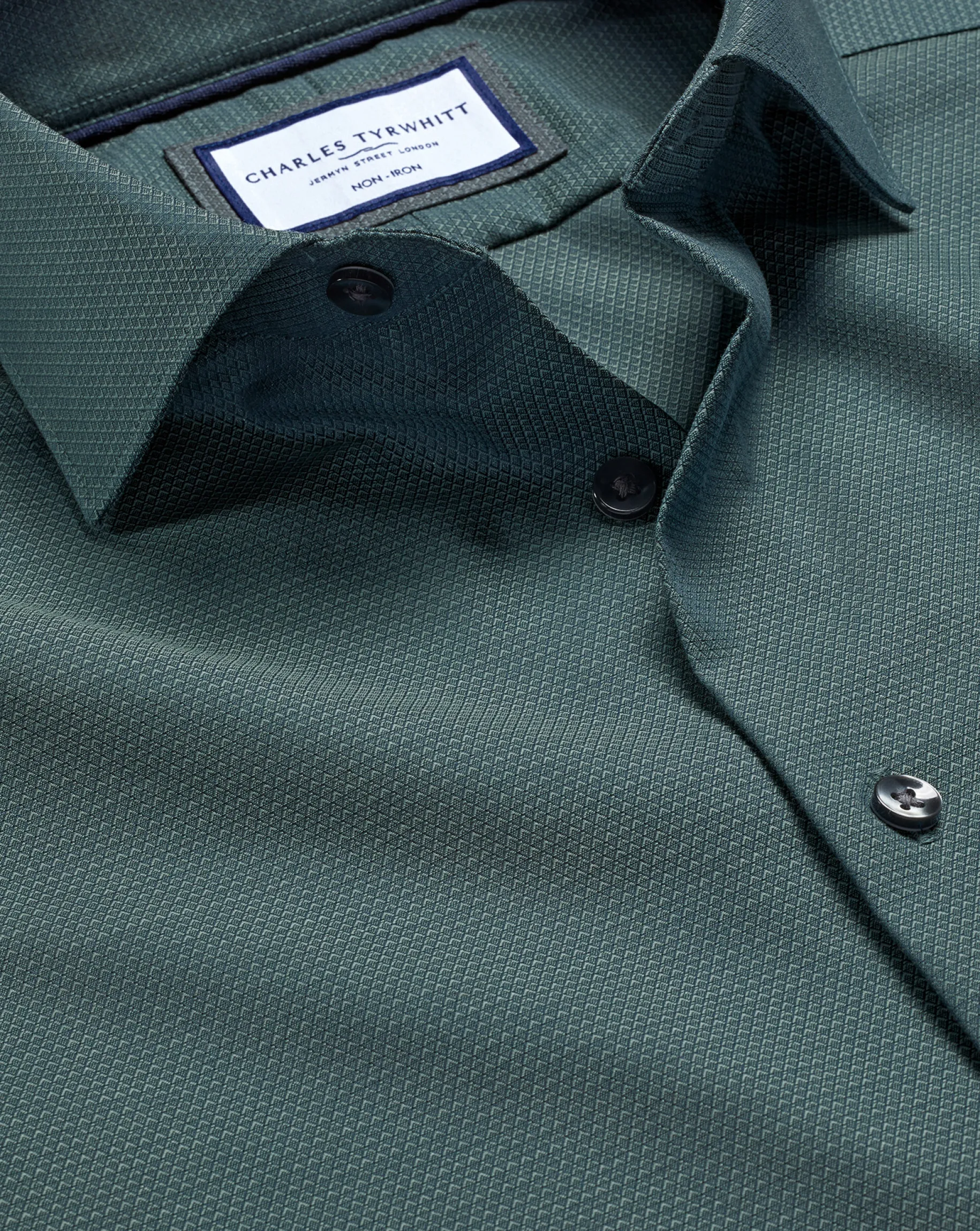 Shirt Sale|Dress Shirts<Charles Tyrwhitt Non-Iron Diamond Stretch Texture Shirt - Atlantic Green