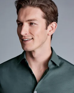 Shirt Sale|Dress Shirts<Charles Tyrwhitt Non-Iron Diamond Stretch Texture Shirt - Atlantic Green