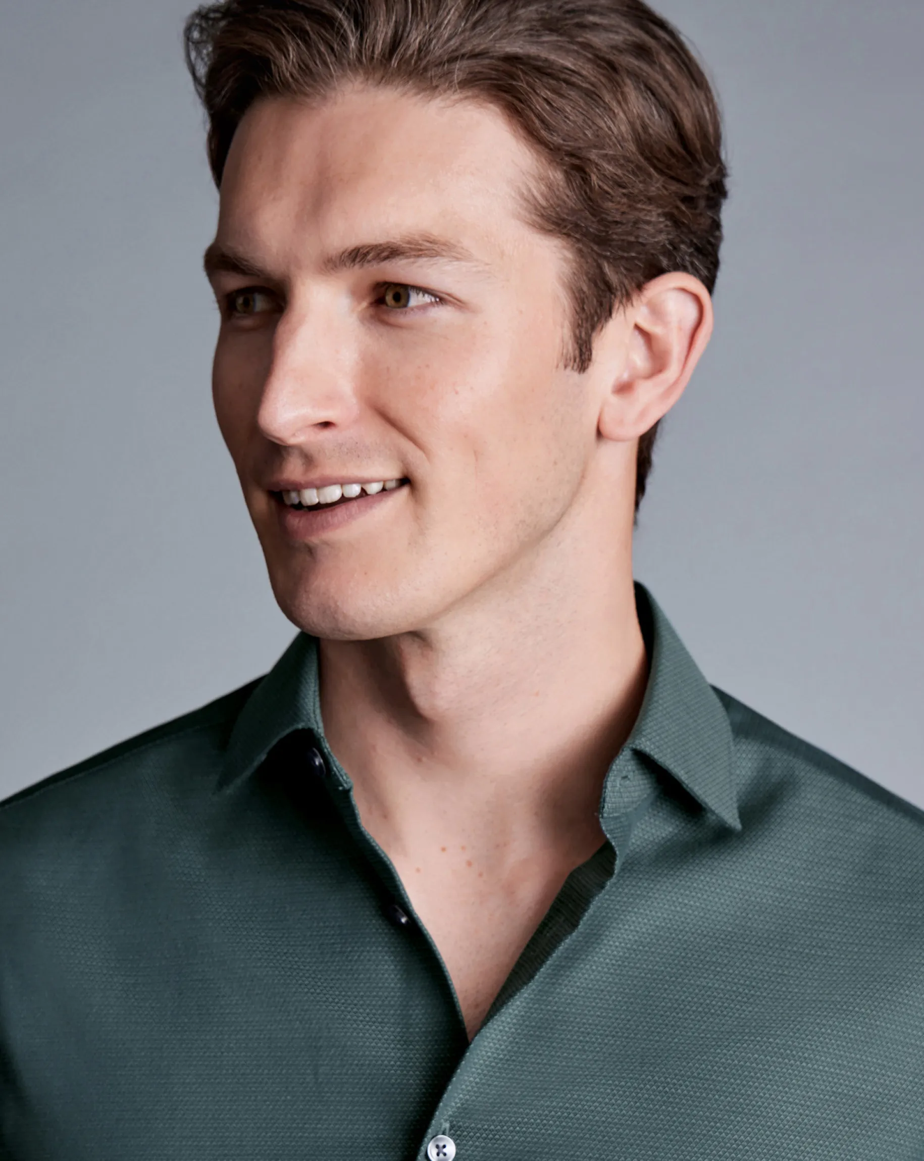 Shirt Sale|Dress Shirts<Charles Tyrwhitt Non-Iron Diamond Stretch Texture Shirt - Atlantic Green
