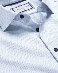 Business Casual Shirts|Dress Shirts<Charles Tyrwhitt Non-Iron Dot Stretch Texture Shirt - White