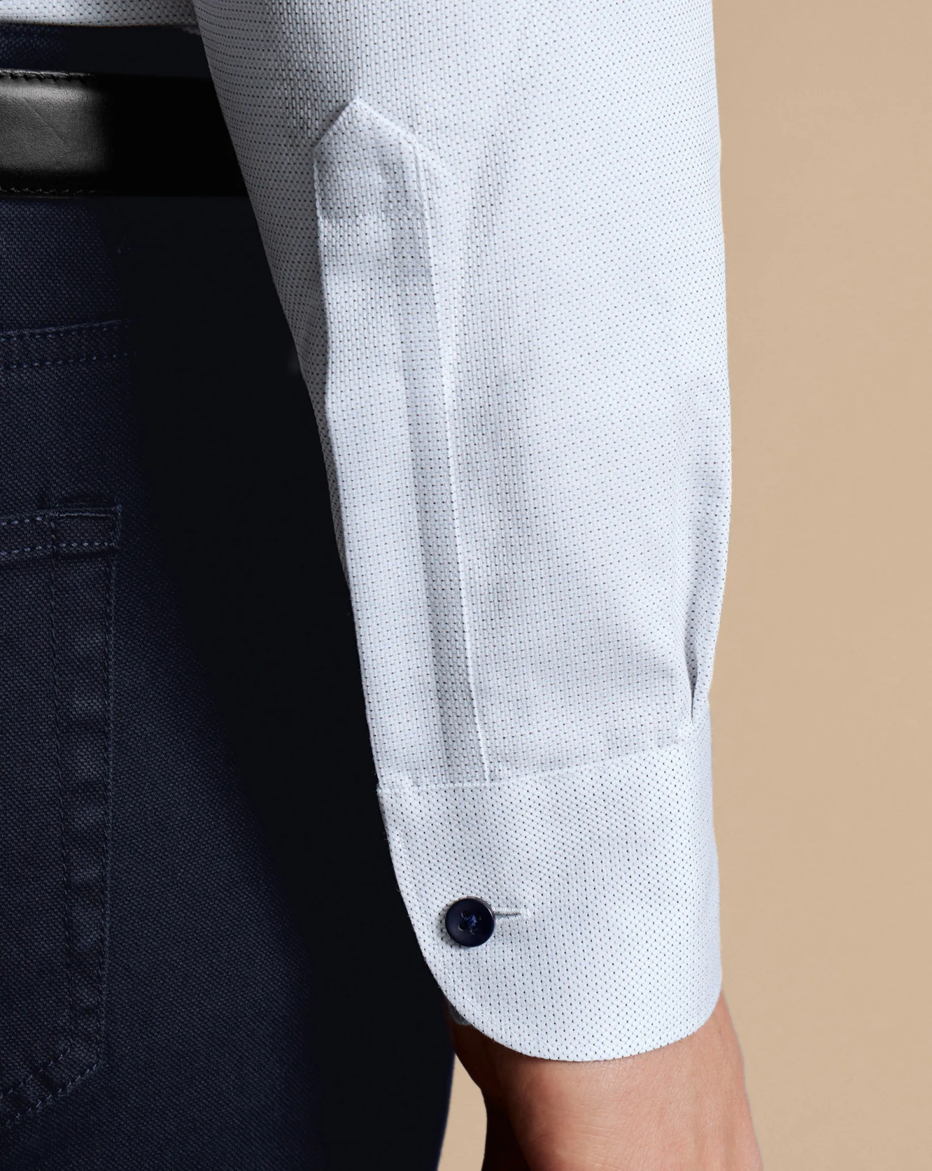 Business Casual Shirts|Dress Shirts<Charles Tyrwhitt Non-Iron Dot Stretch Texture Shirt - White