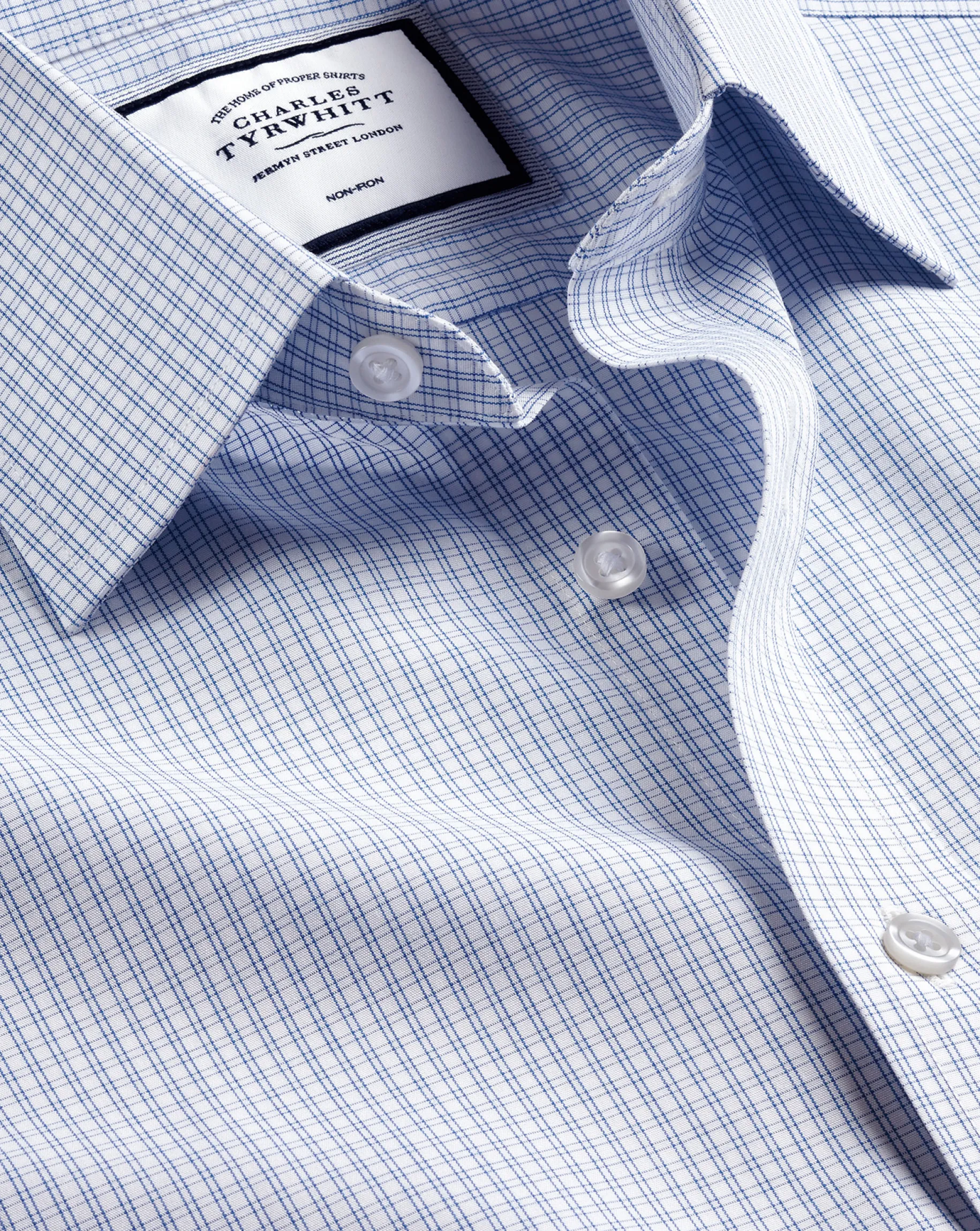 Shirt Sale|Dress Shirts<Charles Tyrwhitt Non-Iron Double Check Shirt - Cobalt Blue
