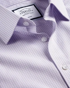 Shirt Sale|Dress Shirts<Charles Tyrwhitt Non-Iron Double Check Shirt - Lilac Purple