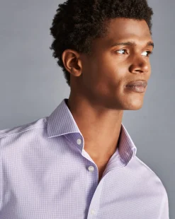 Shirt Sale|Dress Shirts<Charles Tyrwhitt Non-Iron Double Check Shirt - Lilac Purple