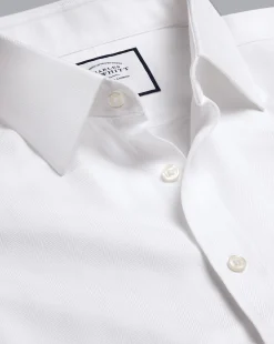 Dress Shirts|Classic Fit Shirts<Charles Tyrwhitt Non-Iron Herringbone Shirt - White