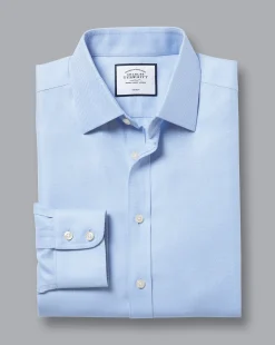 Dress Shirts|Classic Fit Shirts<Charles Tyrwhitt Non-Iron Herringbone Shirt - Blue Sky